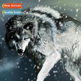 full poin new hmade diamd round wolf snow DIY painting Diamd
