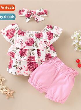 Girls Spring  Autumn 2020 new n rose print short-sleeved top