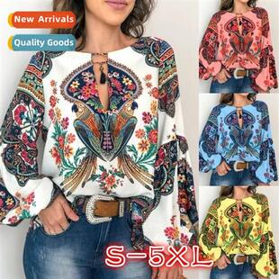 2021 Spring new womens persalized womens digal printing roun