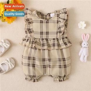 spring printed plaid sleeveless new 2022 fall baby INS