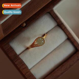 Hetian jade ring female gold-plated senior   opening adjusta