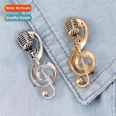 New European and American fashi vintage microphe music pin n