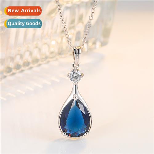wsih diamd encrusted aquamarine zirc drop pendant female