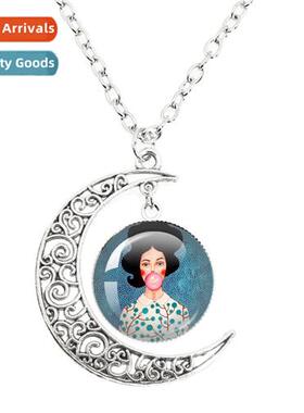 New fashi beauty art flower girl dome glass pendant mo neckl