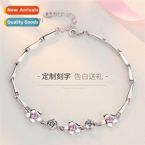 n new cherry blossom pink crystal bracelet female simple che