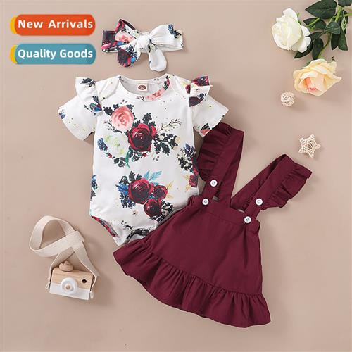 Girls spring  autumn  2020 new n flowers printed short-sleev