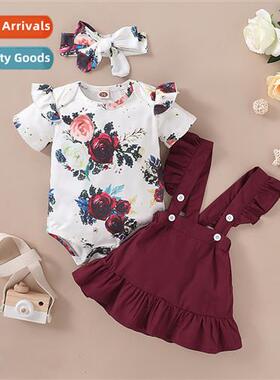 Girls spring  autumn  2020 new n flowers printed short-sleev