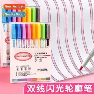 Dual Color Outline Pen Colorful Thickened Flash Quick Dry Ma