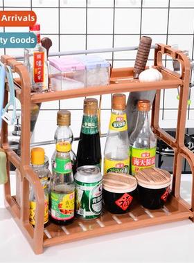 Kchen shelves no hole spice seasing rack oil  salt sauce  vi