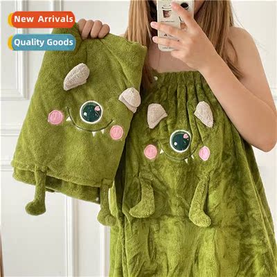 Cute carto green big eye mster bath skirt girls absorbent qu
