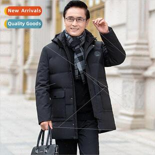 elderly winter father long men jacket down aged Middle