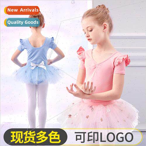 Childrens dancewear female summer short-sleeved practice clo
