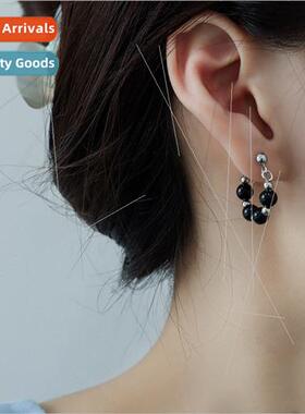 Black pearl earrings female aura queen earrings 2023 new tid