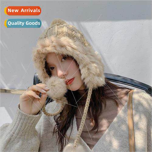 Korea  knted wool hat padded thickened ear protection cute w