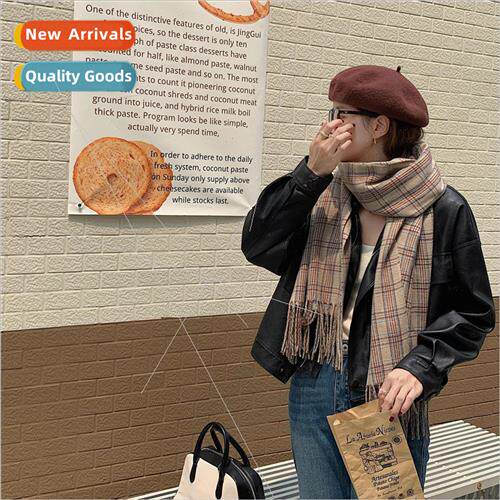 2023 new boutique small plaid hundred wh scarf female studen