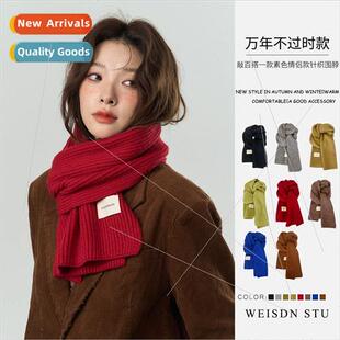 scarf soft Korea color aut women knted men Solid warm