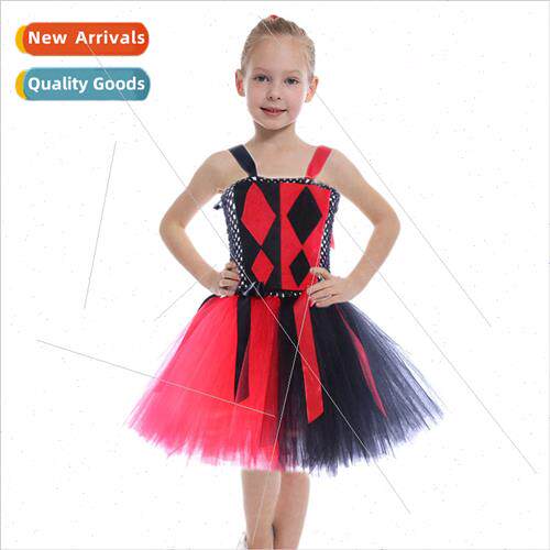Halloween new clown mesh dress holiday party girls dress sui