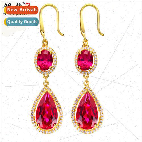 Gold 999 gold earrings female earrings inlaid fashion earrin