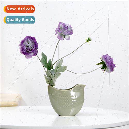 Europe bird ceramic vase dried flower arrangement solid colo