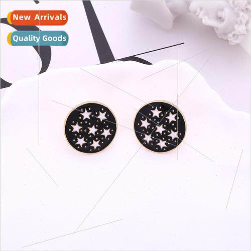 personaly simple alloy oil drop star round earrings fashion