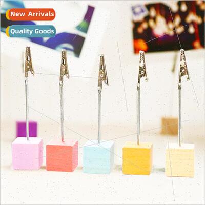 Colorful wooden square message clip iron note clip note clip