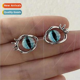 female blue spicy sweet niche earrings pupil cat eye Devil