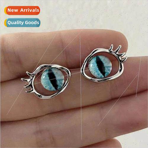 Devil eye blue cat pupil earrings female niche sweet spicy c