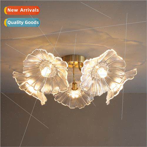 All copper ceiling lamp light luxury flowers blooming rich v