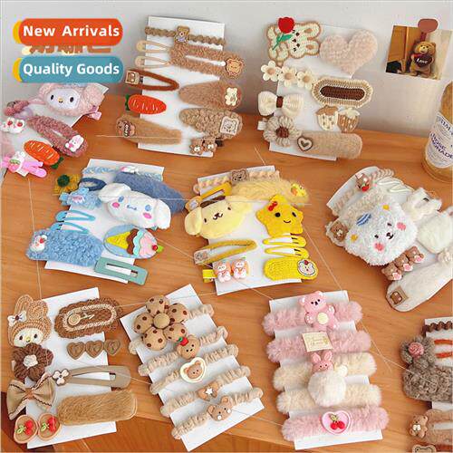 Korea  bb clip flower plush hair card girl heart fru hair cl