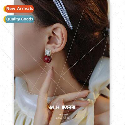 Zirconia oil drop earrings适用women retro imperial 925 silve