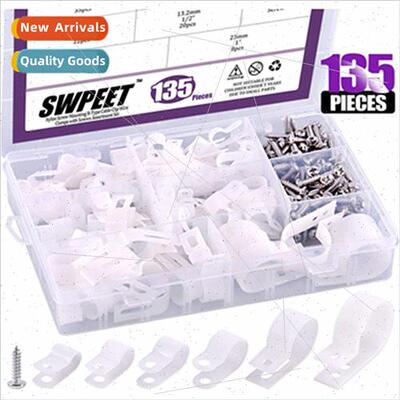 135pcs box 6 sizes whe black nylon plastic R-type cable clam
