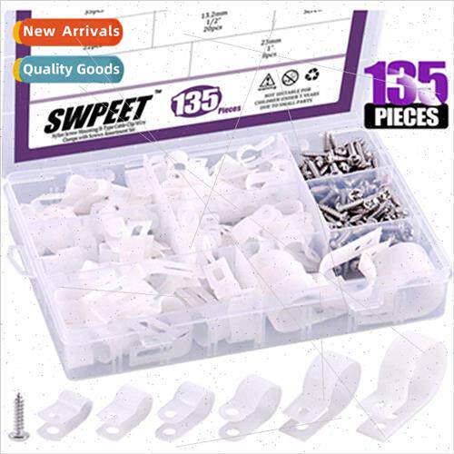 135pcs box 6 sizes whe black nylon plastic R-type cable clam