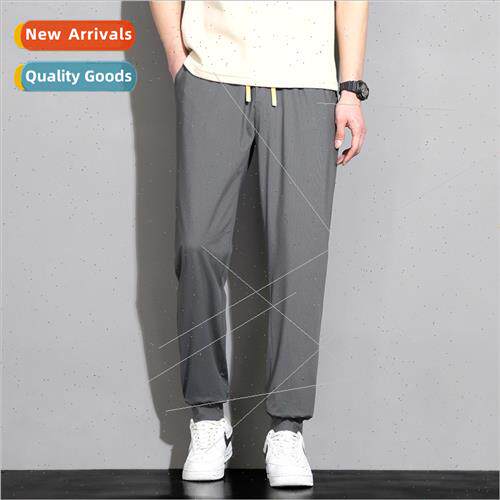 Men summer thin quick-drying sports ice silk pants men casua