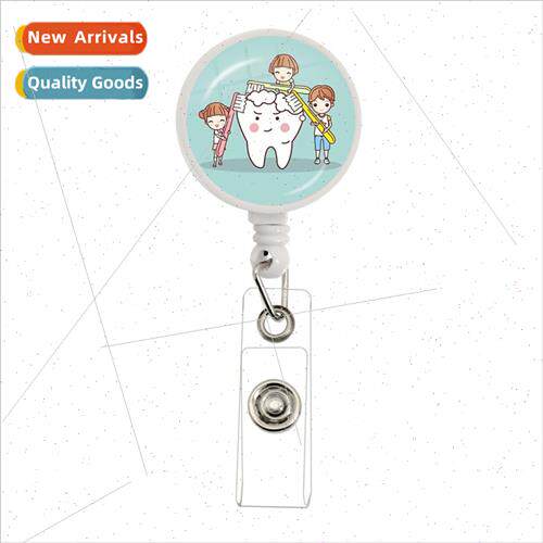 Cute Teeth Retractable Creative Card Holder Badge Scroll Nur