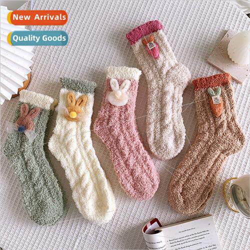 Japan cute coral velvet socks women fall winter mid-calf soc