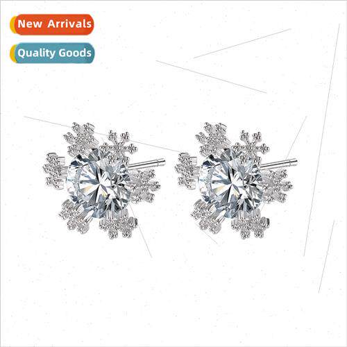 ins Korea niche hundred wh snowflake set zirconia copper ear