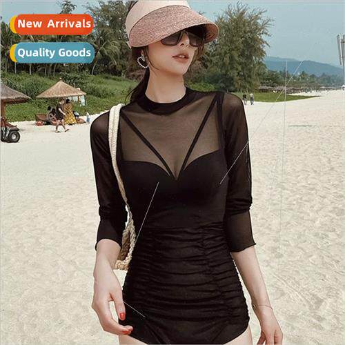 2024 new swimsu female belly thin one-piece wh long-sleeved
