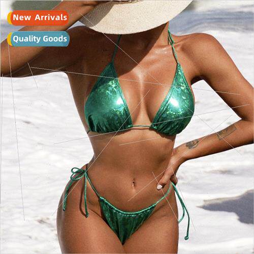 2022 New Bikini Europe Sexy Can Green Triangle Wrap Swimsu L