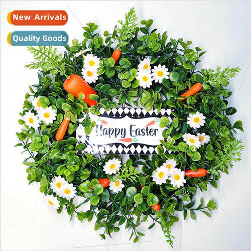 Easter wreath daisy carrot Happy Easter Eucalyptus Leaf Home