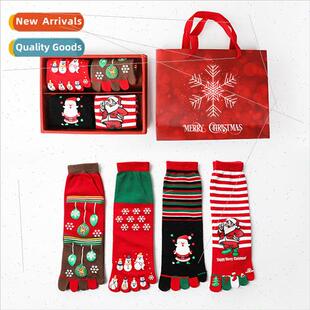 socks five finger Christmas toe box spl col gift