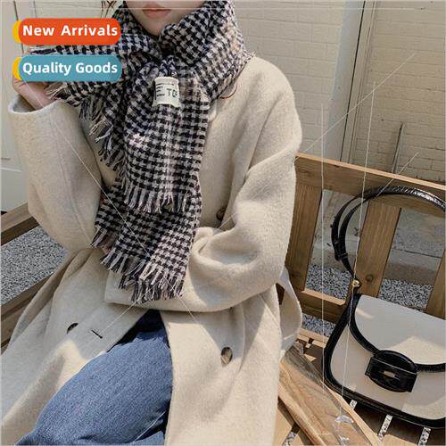 2023 new small plaid plaid peplum scarf female students Kore