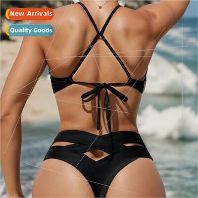 2023 New iEurope Solid Color Tie Backless Sexy Bikini Spl Sw