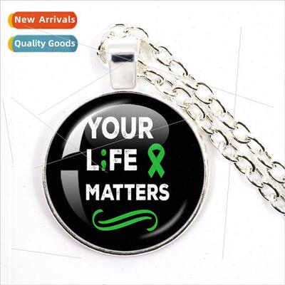 Love fe Mental Health Necklace Glass Round Pendant Necklace