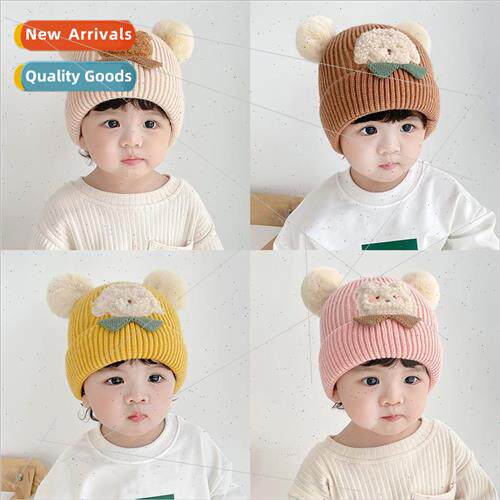 Baby hat winter warm ear protection hairball cute super cute