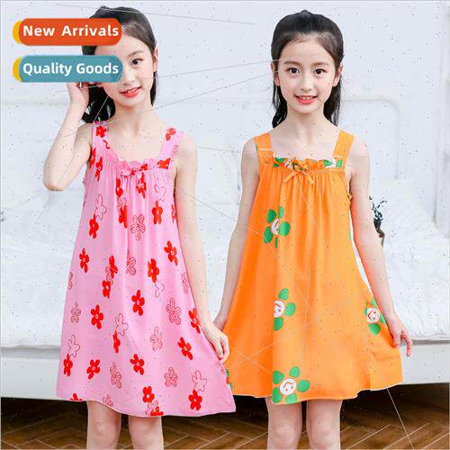 2023 summer children cartoon nightgown ltle princess silk ha