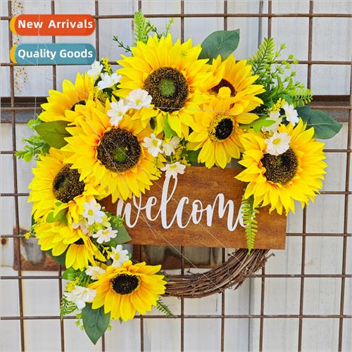 mulation sunflower wreath welcome door sign decoration simul