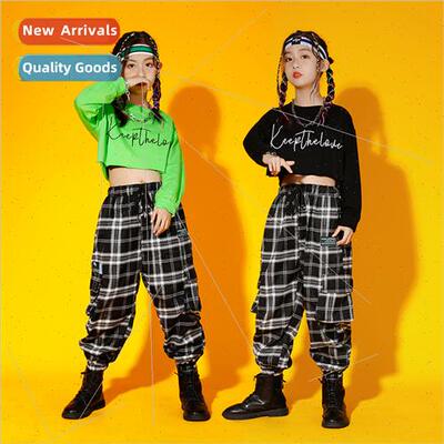 Girls jazz hiphop set dance permance clothes children navel