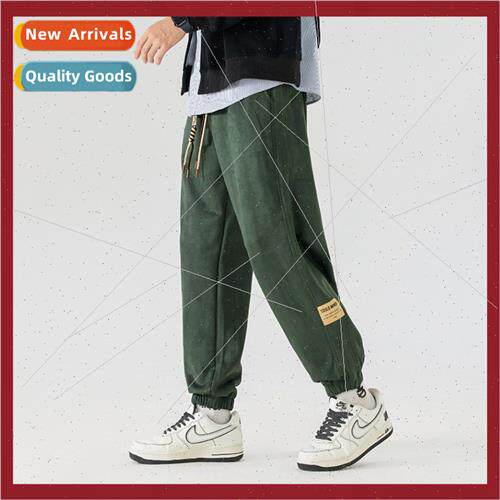 Suede pants men new pants tide Korea loose straight nine pan