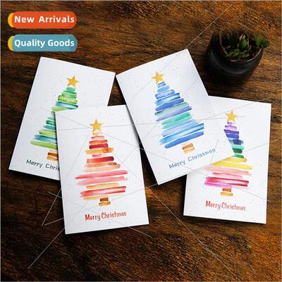 Four Watercolour Christmas Tree Christmas Greeting Cards wh