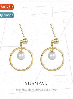 925 silver earrings Europe simple retro cold wind ins beads